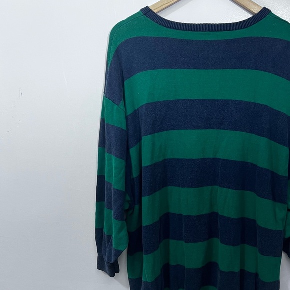 Free People Green and Navy Striped Sweatshirt - Picture 2 of 7